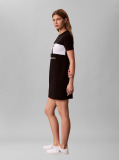 Black Colour-Blocked Logo T-Shirt Dress  Women
