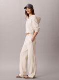 Beige Logo Waistband Wide Leg Joggers  Women