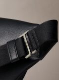 Black Metal Logo Bum Bag  Men
