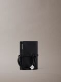 Black Pebbled Leather RFID Wrist Strap Wallet  Women