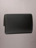 Black Monogram Plaque Leather Trifold Wallet  Women