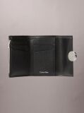 Black Monogram Plaque Leather Trifold Wallet  Women