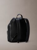 Black Logo Strap Flap Backpack  Women