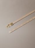Beige Slim Emblem Logo Buckle Belt  Women
