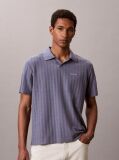 Blue Textured Stripe Polo Shirt  Men