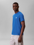 Blue Cotton Badge T-shirt  Men