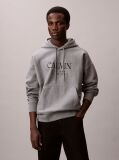 Grey Premium Fleece Calvin Graphic Hoodie  Men