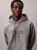 Grey Premium Fleece Calvin Graphic Hoodie  Men