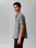 Grey Short Sleeve Solid Causal Linen Classic Shirt  Men