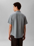 Grey Short Sleeve Solid Causal Linen Classic Shirt  Men