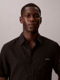 Black Short Sleeve Solid Causal Linen Classic Shirt  Men
