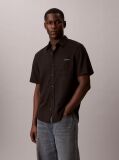 Black Short Sleeve Solid Causal Linen Classic Shirt  Men
