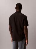 Black Short Sleeve Solid Causal Linen Classic Shirt  Men