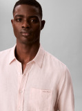 Orange Long Sleeve Solid Casual Linen Classic Shirt  Men