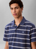 Blue Short Sleeve Jersey Stripe Polo Shirt  Men