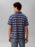 Blue Short Sleeve Jersey Stripe Polo Shirt  Men