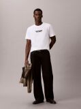 White Logo Graphic Washed Crew Neck T-Shirt  Men
