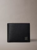 Black Textured Emblem Plaque Billfold Wallet  Men