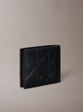 Black Textured Emblem Plaque Billfold Wallet  Men