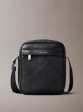 Black Emblem Embossed Reporter Bag  Men
