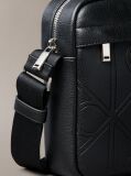 Black Emblem Embossed Reporter Bag  Men