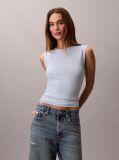 Blue Logo Patch Ribbed Tank Top  Women
