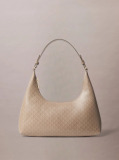 Beige Allover Monogram Logo Shoulder Bag  Women