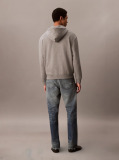 Grey Long Sleeve Monogram Front Zip Hoodie  Men