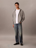 Grey Long Sleeve Monogram Front Zip Hoodie  Men