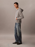 Grey Long Sleeve Monogram Front Zip Hoodie  Men