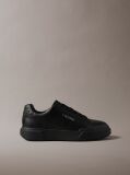 Black Leather Durable Traction Chunky Trainers  Men