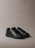 Black Leather Durable Traction Chunky Trainers  Men