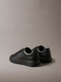 Black Leather Durable Traction Chunky Trainers  Men