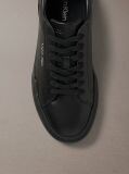 Black Leather Durable Traction Chunky Trainers  Men