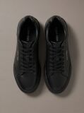 Black Leather Durable Traction Chunky Trainers  Men