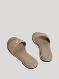 Beige Flat Leather Sandals  Women