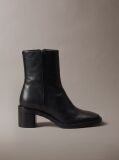 Black Leather Block-Heel Ankle Boots  Women