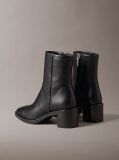 Black Leather Block-Heel Ankle Boots  Women