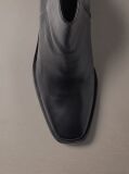 Black Leather Block-Heel Ankle Boots  Women