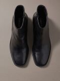 Black Leather Block-Heel Ankle Boots  Women