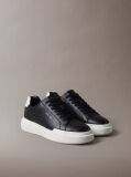 Black Leather Durable Traction Chunky Trainers  Women