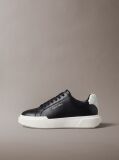 Black Leather Durable Traction Chunky Trainers  Women