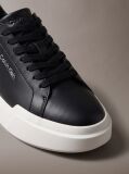 Black Leather Durable Traction Chunky Trainers  Women