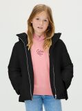 Black Structured Nylon Belted Jacket  Girls