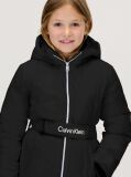 Black Structured Nylon Belted Jacket  Girls