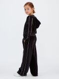 Black Wide Leg Velvet Joggers  Girls