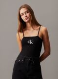 Black Cotton Stretch Monogram Bodysuit  Women