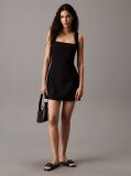 Black Soft Cotton Linen Mini Dress  Women