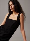 Black Soft Cotton Linen Mini Dress  Women