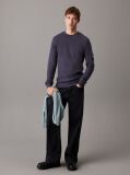 Black Slim Long Sleeve Waffle T-shirt  Men